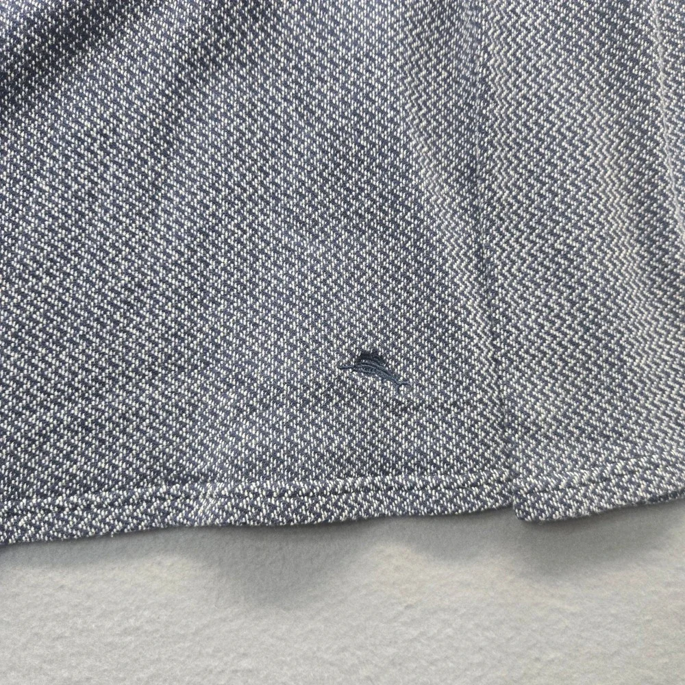 Tommy Bahama Mens XL Quarter Zip Pullover Navy White Chevron Knit Marlin‎ Logo